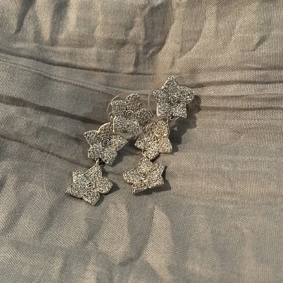 Euc Kate spade floral drop earrings with crystals silver - Picture 2 of 2
